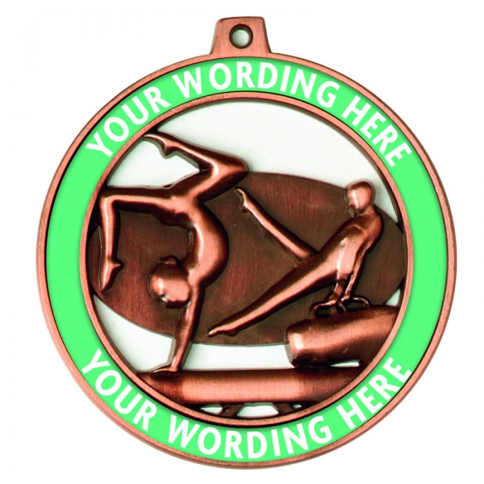 HALO GYMNASTIC MEDAL 55MM WITH CUSTOM TEXT (GOLD/SILVER/BRONZE) 